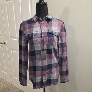 Men's Casual Plaid Shirt - Purple and Gray